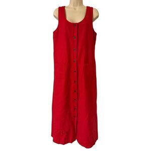 Vintage Harve Benard Red Wool Blend Button Down Embroidered Sheath Dress size 10